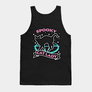 Spooky Cat Lady - Pastel Goth Halloween Black Cat Lover Tank Top